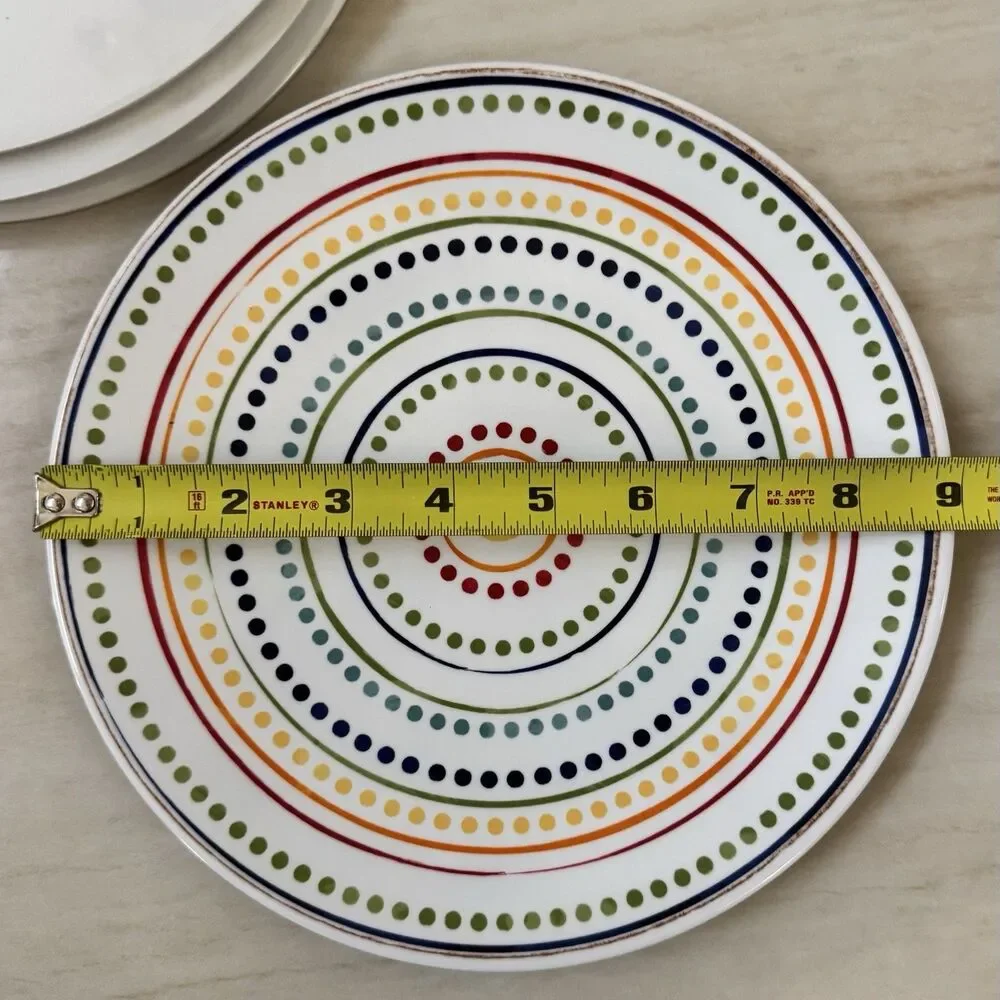 Set of 5 Pottery Barn Kids Cambria Salad / Luncheon Plates Melamine 9” Dotted